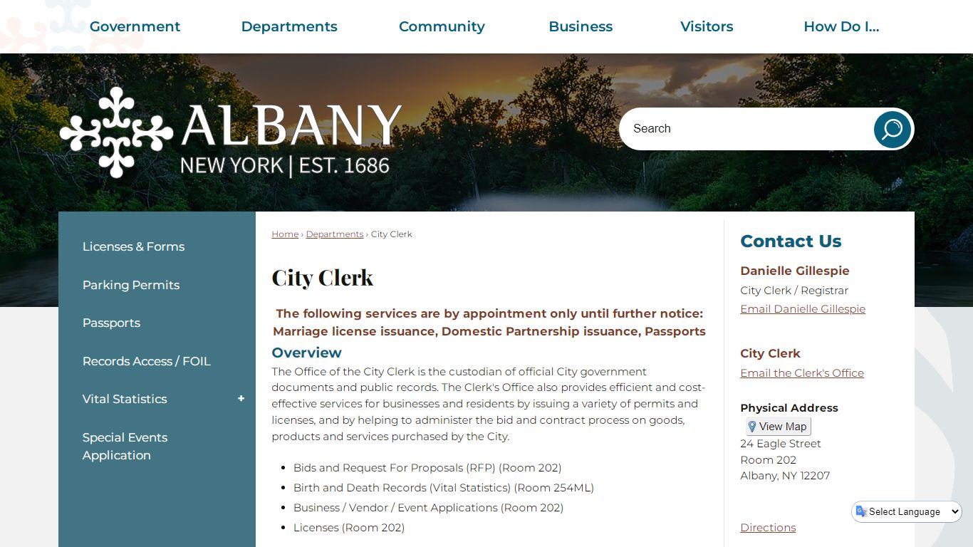 City Clerk | Albany, NY